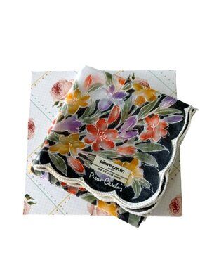Vintage Pierre Cardin Cotton Floral Scarf 16" Never Worn
